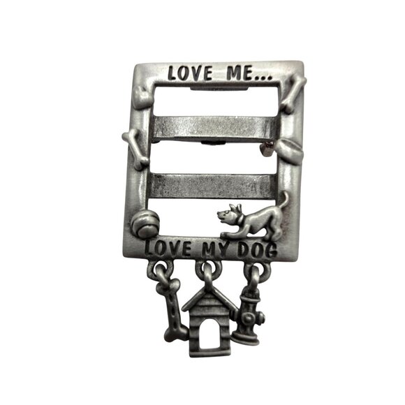 Love My Dog Pewter Brooch Pendant Dangling Charms By JJ animal womens Jewelry - Picture 1 of 4